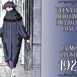 PDF Pattern - Vicuna or Scottish Cheviotte Coat - La Mode Illustree 1920 - late Teens, early 20&#39;s fashion