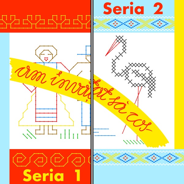 PDF Downloadable Bundle Set of 15 Sewing Cards - Am invatat sa cos - Seria 1 si 2