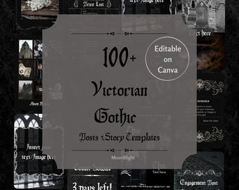 Victorian Gothic Instagram Templates: Social Media Kit (Canva Editable)