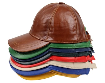 Genuine Leather Baseball Cap - Unisex Adjustable Hat