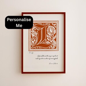 Personalized Letter L Print: Custom Letter, Name & Quote, Illuminated Style