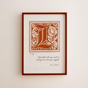 Personalized Letter L Print: Custom Letter, Name & Quote, Illuminated Style