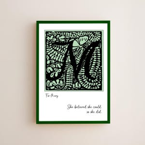 Letter M Personalised Illuminated Print – Choose Style, Colour, Custom Name & Quote | A Beautiful, Thoughtful Gift