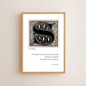 Letter S Personalised Illuminated Print – Choose Style, Colour, Custom Name & Quote | A Beautiful, Thoughtful Gift