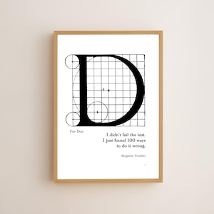 Letter D Personalised Illuminated Print – Choose Style, Colour, Custom Name & Quote | A Beautiful, Thoughtful Gift