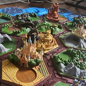 Custom 3D Printed & Hand-Painted Inspired Board Game Set | Full Set for 2–4 Players | Modular Hex Tiles, Sea, Ports, Robber anTrophies
