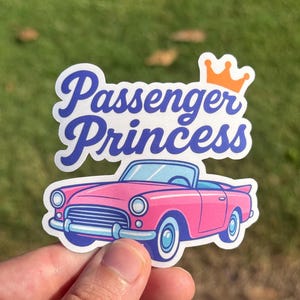 Passenger Princess Vinyl Sticker - Girly Car Aesthetic Decal