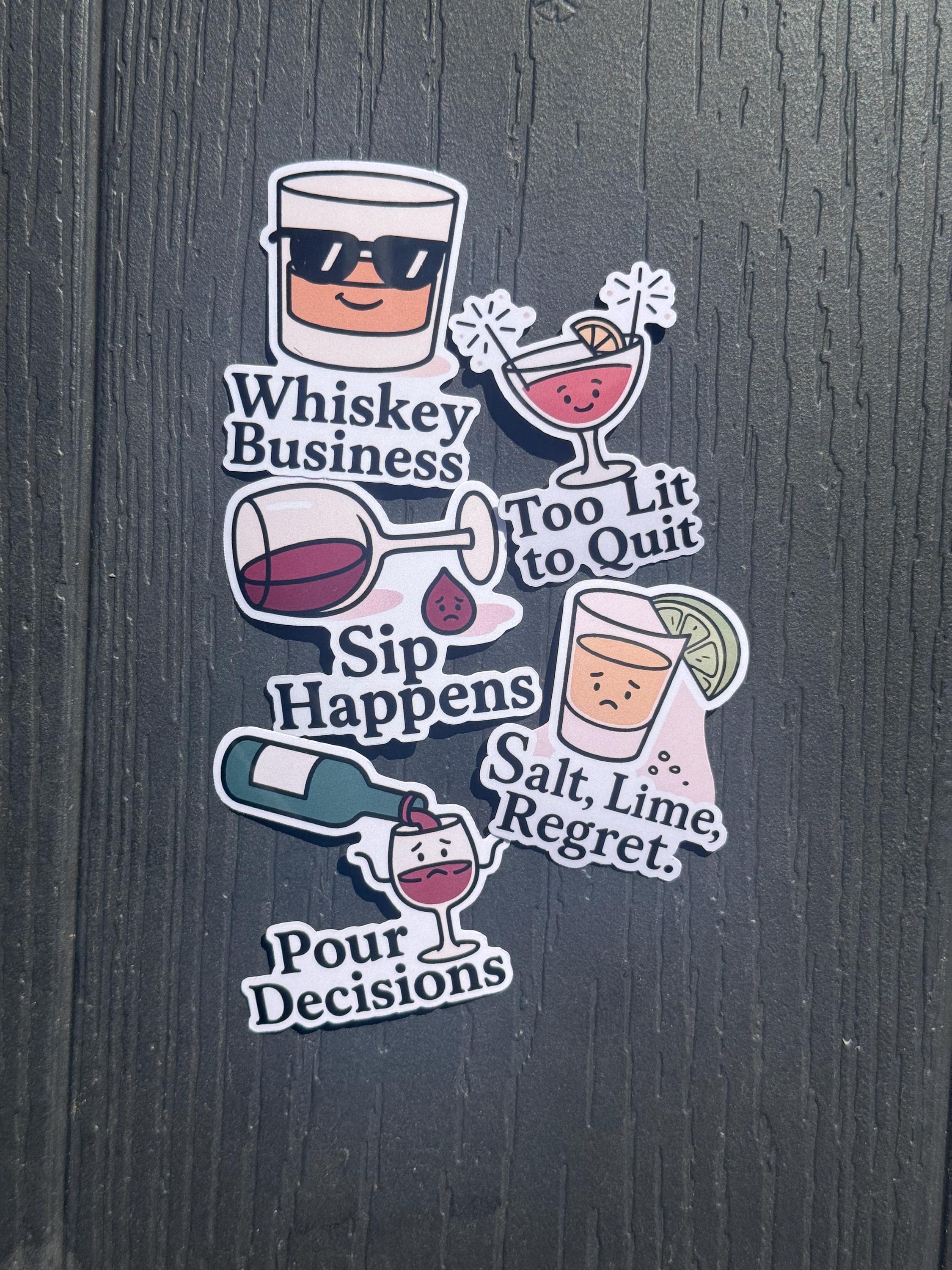 Boozy Sticker Pack – 5 Funny Alcohol Puns | 21st Birthday | Party ...
