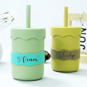 Custom Silicone Bottle Label – Personalized Name Band for Baby Bottle, Sippy Cup, Water Bottle – Reusable Back to School ID Tag