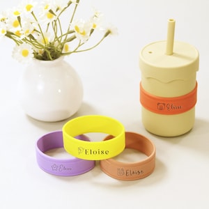 Custom Silicone Bottle Label – Personalized Name Band for Baby Bottle, Sippy Cup, Water Bottle – Reusable Back to School ID Tag