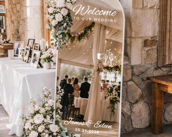 Wedding Welcome Mirror Decal, Custom welcome to our wedding Welcome Sign, Personalized Vinyl Sticker, Wedding Reception Decor