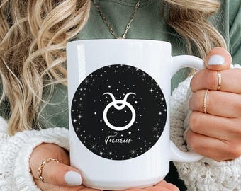 Personalized Taurus Zodiac Coffee Mug | Custom Astrology Gift for Taurus Lovers | Celestial Star Sign Tea Mug, Birthday Gift For Daughter