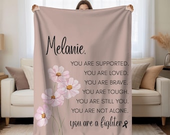 Cancer Throw Blanket for Women, Healing Gifts for Chemo Patients, Breast Cancer Gifts, Blanket for Cancer Care Package, Cancer Support Gift