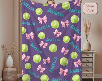 Personalized Tennis Team Blanket, Tennis Team Gifts, Custom Tennis Player Throw Blanket, End of Season Team Gift, Tennis Player Keepsake
