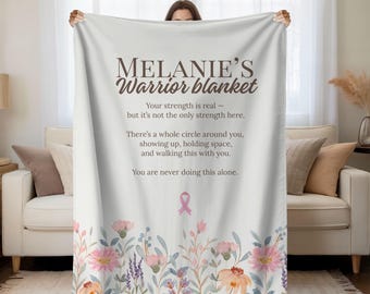 Breast Cancer Support Throw Blanket, Healing Blanket for Chemotherapy Patients, Cancer Patient Gifts, Chemo Care Package Gift for Women