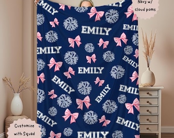 Customizable Cheer Blanket, Personalized Cheerleading Gifts, Cheer Squad Name blanket, Birthday or Christmas gift for cheerleader, team gift