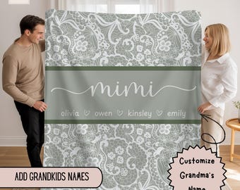 Customizable Grandma Blanket, Nana Gift for Mothers Day from Grandkids, Personalized Monogrammed blanket gift for Gigi, Mimi, Memaw, Abuela