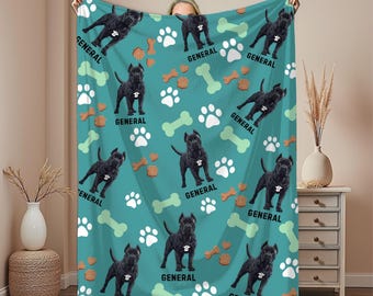 Custom Cane Corso Dog Blanket, Personalized Cane Corso Pet Blanket, New Puppy Gift, Pet Lover Gift, Dog Loss Gift, Name Blanket, Custom Gift