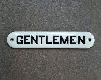 Antique Ceramic GENTLEMEN Bathroom Sign. Vintage Restroom Men's Room Door Sign.