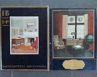 Encyclopedia Britannica Advertising Sales Booklets. Vintage Antique 1930. Original Letter, Order Form, Envelope. 14th Edition. Color Plates.