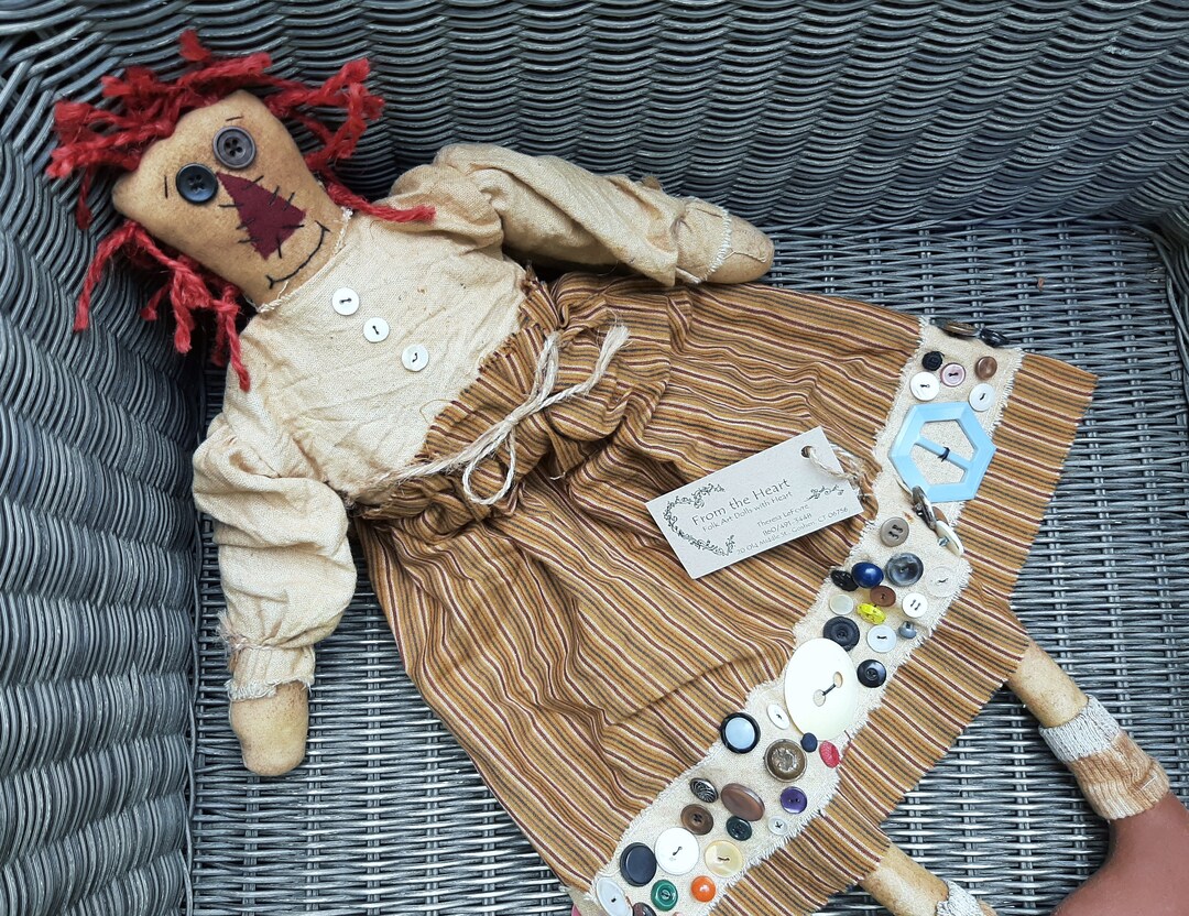 Vintage Primitive Rag Doll by Theresa Lefevre, From the Heart. Button ...