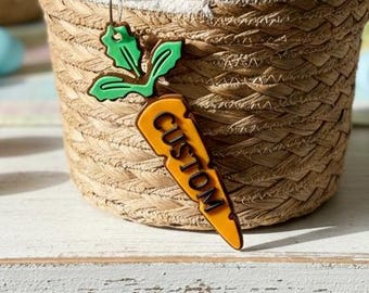Custom Carrot Name Tag for Easter Baskets | Personalized 3D Printed Spring Garden Label | Custom Kids Name Plate
