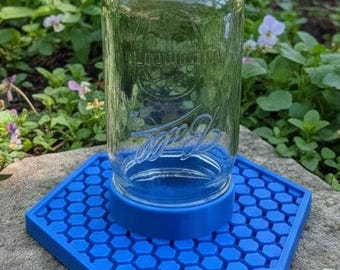 Wide Mouth Jar Bee Feeder - Hexagon Honeycomb Hydration Station - Garden Gift - Bee Lover Gift - Nature Lover Gift