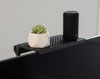 3D Printed Monitor Top Shelf - 6x4 Desk Organizer for Speakers, Small Plants, and Tech Accessories - Minimalist Computer Decor