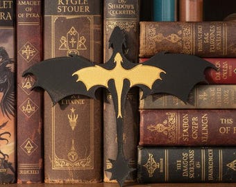 Dragon Silhouette Bookshelf Decor - 3D Printed Fantasy Book Insert