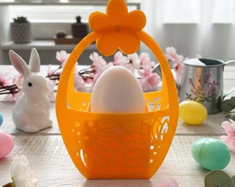 3D Printed Easter Egg Basket – Floral Spring Treat Holder – Mini Egg Display Stand