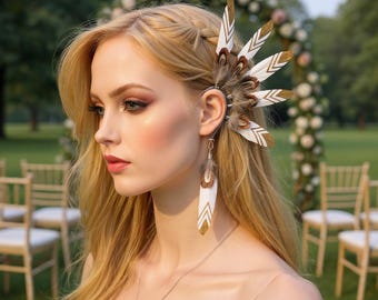 Handcrafted Feather Ear Cuff: Ethical Lightweight Copper Ear Wrap