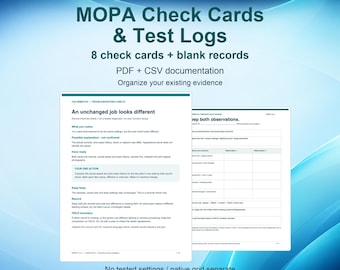 MOPA Recordkeeping Kit, 8 Check Cards and CSV Logs for xTool F2 Ultra