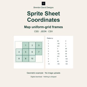 Sprite Sheet Coordinate Calculator for Game Developers, Export CSS and JSON Frames