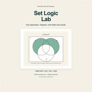 Set Logic Lab, Offline Browser Tool for Exploring Sets