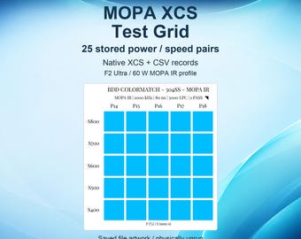 MOPA Color Test Grid XCS File for xTool F2 Ultra, 25-Cell Power and Speed Sweep