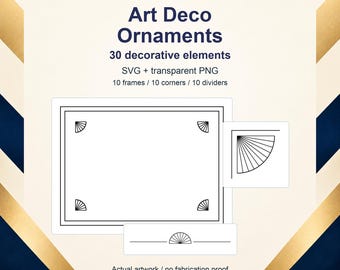 Art Deco SVG and Transparent PNG Bundle, 30 Geometric Frames, Corners and Dividers
