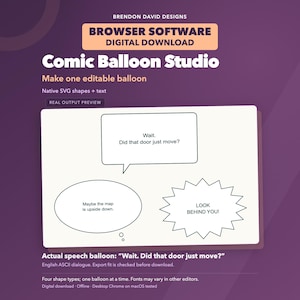 Kreator dymków komiksowych: cztery edytowalne typy dymków SVG dla przeglądarki Mac Chrome