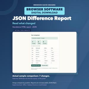 JSON差分ツール、JSONテキストのオフライン比較、HTMLレポートおよび変更リスト