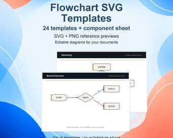 Flowchart and System Diagram SVG Templates, 24 Editable Diagrams with PNG References