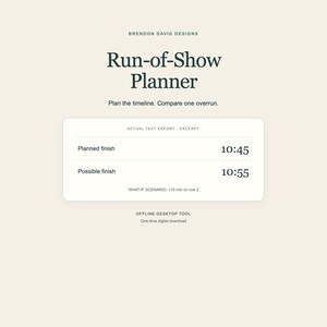 Run of Show Planner, Offline Browser Tool for Event Planning