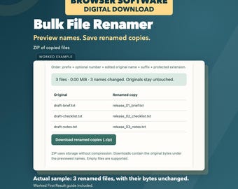 Bulk File Renamer, Preview Names and Download Renamed Copies as ZIP for Mac and Windows