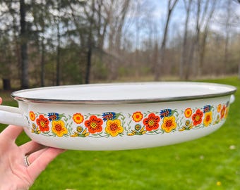 Vintage MCM Enamelware Roasting Pan