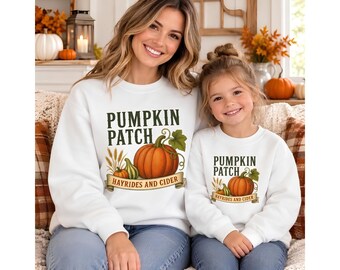 Pumpkin Patch Sweatshirt, Hayrides and Cider Crewneck / Vintage Farmhouse Fall Sweater / Cottagecore Autumn Thanksgiving Gift for Her