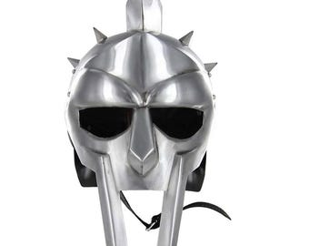 Handmade 18-Gauge Steel Roman Gladiator Helmet, LARP Cosplay Armor