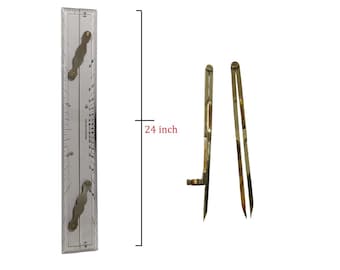 Kit de Navegação Marítima, Régua Paralela de 24", Bússola Divisora de Latão