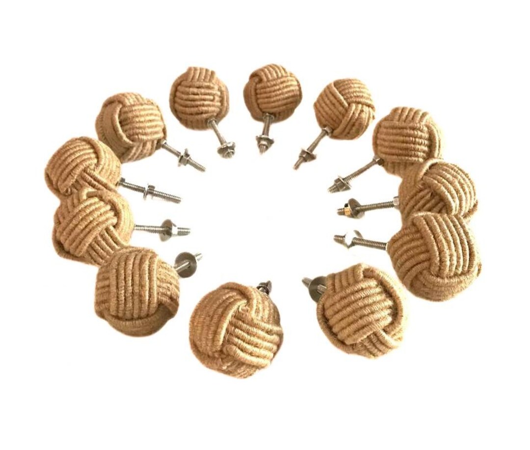 Pull Rope Knob Handmade Jute Rope Knot Knobs, Rustic Drawer Pulls, Lot of 10 - Etsy
