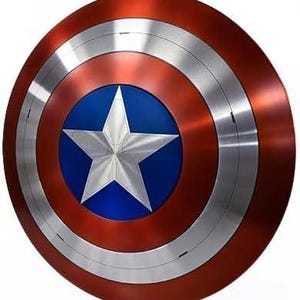 Pu&ograve; includere: Uno scudo rotondo con una combinazione di colori rosso, bianco e blu. Lo scudo presenta un cerchio blu centrale con una stella argentata a cinque punte. L'anello esterno &egrave; rosso, con una fascia argentata che lo separa dal centro blu. Lo scudo ha un aspetto metallico.