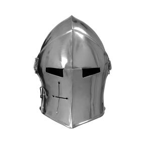 Medieval Barbuta Helmet, Visored Warrior Helmet, Brushed Steel Knight Helmet, Templar Armor Helmet, 18G Mild Steel Helmet
