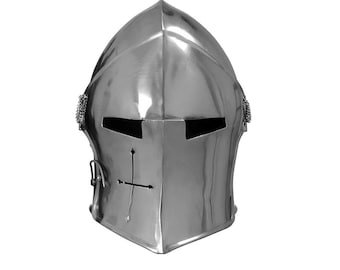 Capacete Barbuta Medieval Artesanal, Armadura de Guerreiro em Aço 18G