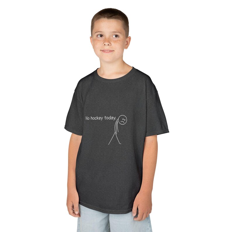 Kinder-T-shirt | Geen hockey vandaag | Triest stokfiguurtje | Hockeyfan | Zwaar katoenen T-shirt afbeelding 4